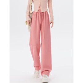 Kiench Teens Girls' Straight Leg Sweatpants High Waisted Baggy Joggers Drawstring US Pants Size 14-16/11-12 Years, Pink