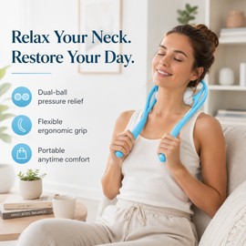 Manual Neck Massager for Muscle Relaxation – Dual Ball Handheld Roller for Neck, Shoulders & Fitness Recovery