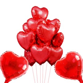 Red Heart Foil Balloons, 2 PCS 36 Inch Heart Shape Foil Balloons and 20 PCS 18 Inch Heart Mylar Balloons Decorations for Valentines Day Anniversary Wedding Valentines Decorations Decor