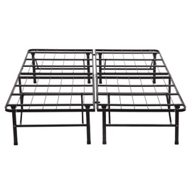 Bed Frame Metal Platform Bed Frame High Mattress Foundation Queen Size Box Spring Replacement Heavy Duty Steel Slat Profile Smart Base Noise-Free Easy Assembly Under-Bed Storage,Black (King)