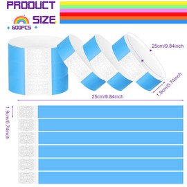 Harrycle Pack of 600 Waterproof Entrance Wristbands, Festival Bracelets, Paper Entry Wristbands, Control Bands, Event Bands, Entrance Bands for Party, Safety, Nightclubs, Water Parks (Blue)