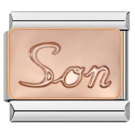 M&S A-Z Rose Gold Family Mum Daughter Grandad Grandma Sister Brother 9mm Italian Charm Compatible With Nomination Bracelet (Son)