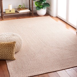 Safavieh Braided Collection Accent Rug - 4' Square, Natural, Indoor/Outdoor, Waterproof & Easy Cleaning, Reversible, Ideal for The Kitchen, Patio, Backyard, Mudroom (BRA201B-4SQ)