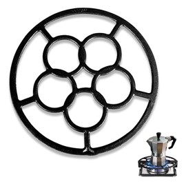 Goespecil Cast Iron Gas Stove Trivet, Round, Black, 7.2" x 0.4" x 9.1cm, Non-Slip, Fits Gas Cooker Rings, Protects Worktops, Ideal for Moka Pot, Easy to Carry