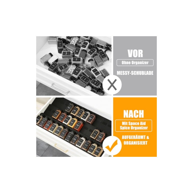 Famhap Spice Rack Drawer Spice Organiser Adjustable Pack of 24