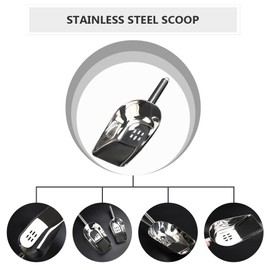 TOPBATHY Ice Scoop with Drain Hole Stainless Steel Food Filter Scooper Ice Tube Spoon for Coffee Shop Kitchen Home Bar Party
