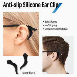 Dhoptical Eyeglass Ear Grip,10 Pairs Black Soft Silicone Glasses Ear Grip Temple Tips Eyeglass Pads Anti Slip Eyeglasses Ear Hook Comfort Sport