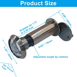 LifCratms Door Viewer Peephole，Zinc Alloy 200 Degree with 16 mm/0.63 inch Drill Bit for 1-3/4" to 2-15/16" Doors for Home Office Hotel (Red Bronze)