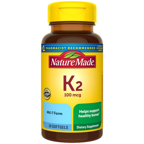 Nature Made Vitamin K2 100 mcg, Healthy Bone Supplements, 30