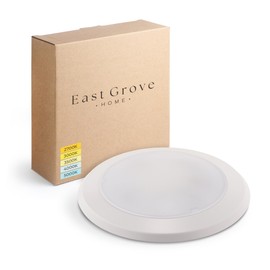 East Grove Home Builder Essential 6in Round Disc LED Recessed Flush Mount 10W 800 Lumens with 5-CCT 2700-3000-3500-4000-5000K in White