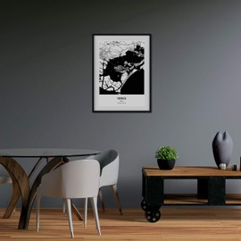 Nacnic Poster with map of Venice - Italy. Sheets cities in Italy with seas and rivers in black color. A3 size