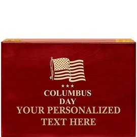 Crown Awards Columbus Day Rosewood Humidor Gift, Customize with Your Own Text Engraving