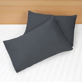 Imperial Rooms Double Duvet Cover Set – Brushed Microfiber Plain Christmas Bedding Charcoal Bed Set with Pillow Cases – Ultra Soft Button Closure Quilt Cover (200 x 200 Cm)