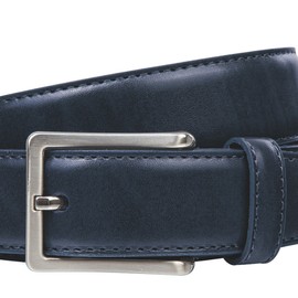 LINDENMANN Men's Leather Belt, Cowhide XL, in 3 Colours, Medium Brown/Navy/Grey, blue