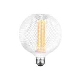 Next Glow White Metal Cage Globe led Light Bulbs G40 / G125 3.5W Equivalent 20W E26 led Bulb Base, Dimmable, Soft Warm Vintage 80 Lumen Decorative Light Bulbs for Home, Kitchen, Restaurant