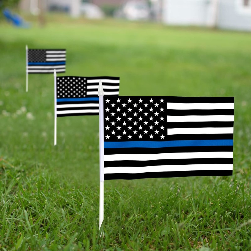 Anley Thin Blue Line USA Mini Flag 12 Pack -
