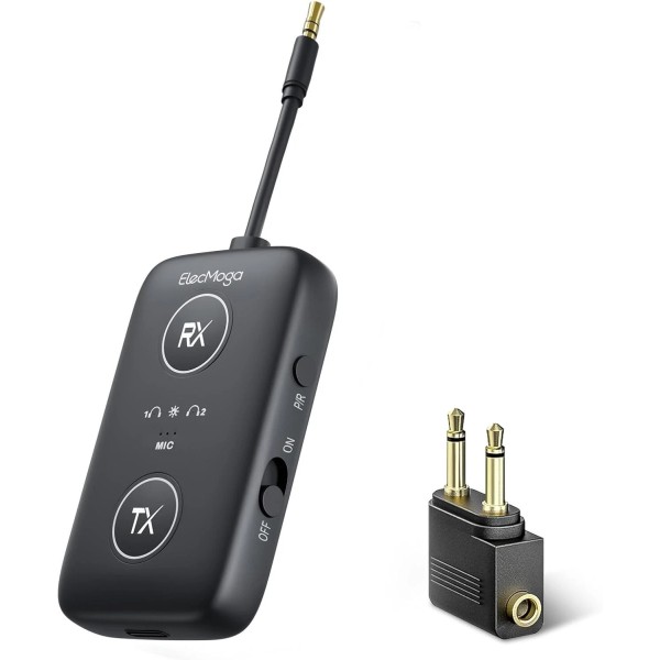 ElecMoga 2025 Upgraded Airplane Bluetooth 5.4 Adapter aptX Adaptive, Headphones