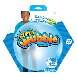 Wubble Super Bubble Ball - Blue (With Pump) | Looks Like a Bubble, Plays Like a Ball! | Inflates to 80cm Tall | Outdoor Garden Toys | Ages 6+ | Packaging may Vary