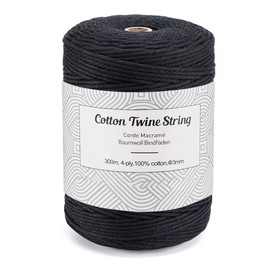 Macrame Yarn, 3mm x 300m, Natural Cotton, for DIY, Decoratiion, Crafts, Wall Hanging, Plant Hangers, Crochet