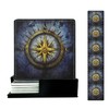 Compass Rose Coasters Square Leather Drinks Coaster Set with Holder