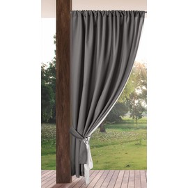 Eurofirany GARDEN Outdoor Curtain with Rod Pocket - 1 pc. Sun Protection, Privacy Screen, Windproof, Waterproof Curtain for Patio, Gazebo, Pergola, Porch, W61 x L79, Dark Grey
