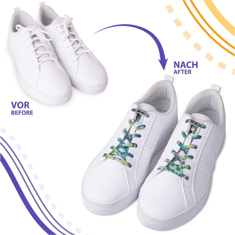 SULPO Elastic rubber laces without ties, flat, with screw closure,