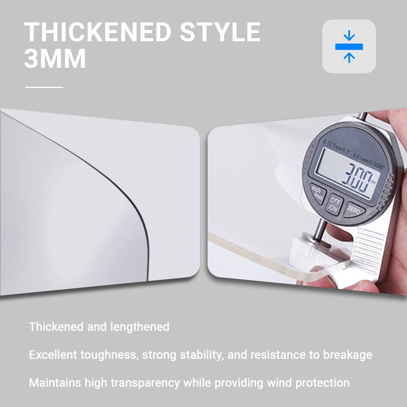 Mokuo Extended Motorcycle Windshield Universal- 18" Tall & 3MM Thick,