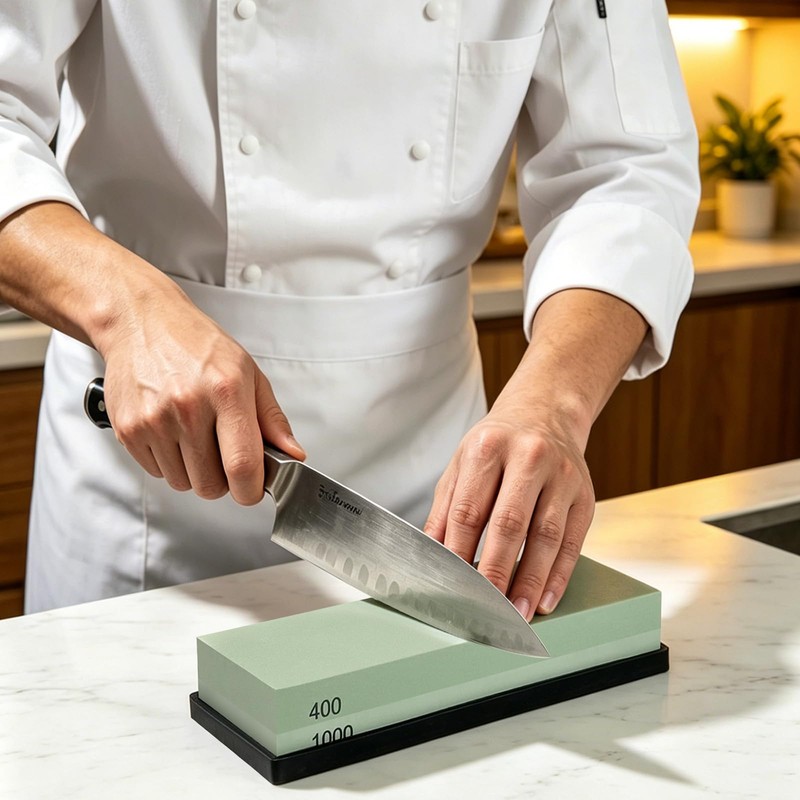 400/1000 Knife Sharpening Stone, 2-Sided Whetstone Knife Sharpener Stone with