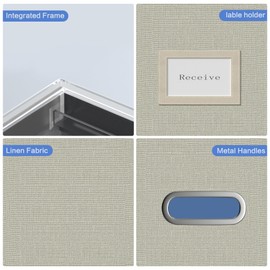 GRSQYS File Organizer Box File Boxes for Hanging Files with Lid Set of 3 Decorative Hanging Folders Organizer with One-Piece Plastic Frame Slides (13.2 * 10.1 * 10.1in(3Pack), Beige)