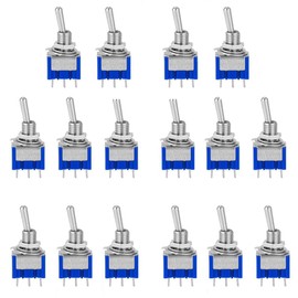 Mini Micro Toggle Switch MTS-102ON/ON SPDT Mini 3 Pin 2 Points Knob Switch Toggle Switch 6A 125V AC 16pcs (Blue) (16)