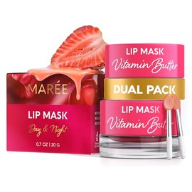 MAREE Pack De 2 Mascarillas Labiales Nocturnas - Hidratante Labial Para Labios Muy Secos - Bálsamo Labial Hidratante Con Ácido Hialurónico Y Colágeno - Tratamiento Labial Nocturno - Mascarilla Reparad