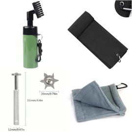 Golf Club Water Spray Cleaner Brush with Waffle Golf Towel Cleaning Tool Kit,Golf Grooves Cleaning Set Accessories for Golfers,Cool Golfing Gifts for Men Women Husband Father Boyfriend,4 PCS/Green