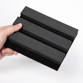Sample Wood Salt Acoustic Wall Panels, Soundproof Wooden Wall Panels, 3D Fluted Sound Absorbing Panel, Dark Gray, Sample Pack