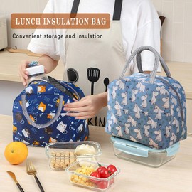 Lunch Tote Bag Bags Box Kit Thermal Insulated Warmer for Women Men Kids Girls, Blue