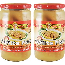 Mrs. Adler's Regular Gefilte Fish 24oz (2 Pack), No Artificial Colors, Flavors, or Preservatives, Kosher for Passover