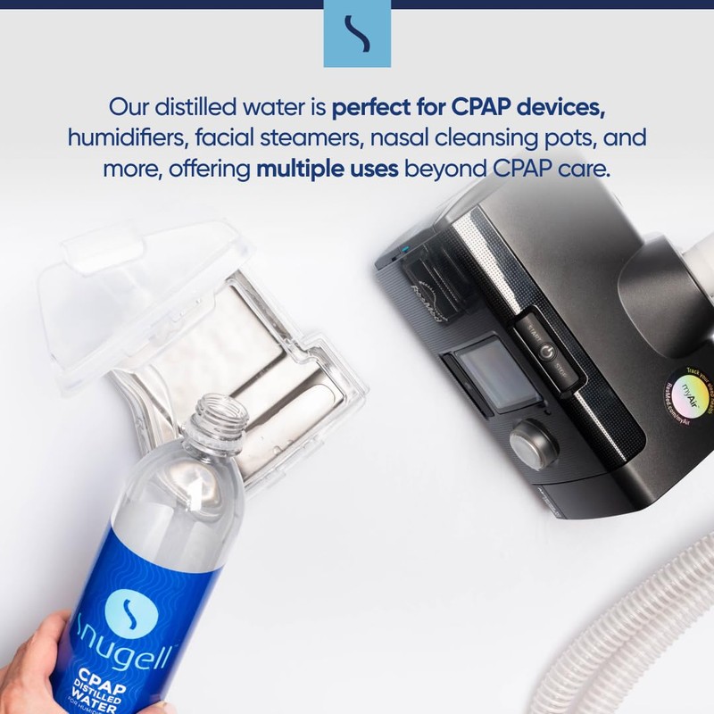 Snugell Bottled Distilled Water for CPAP Machines (12-Pack, 20 oz