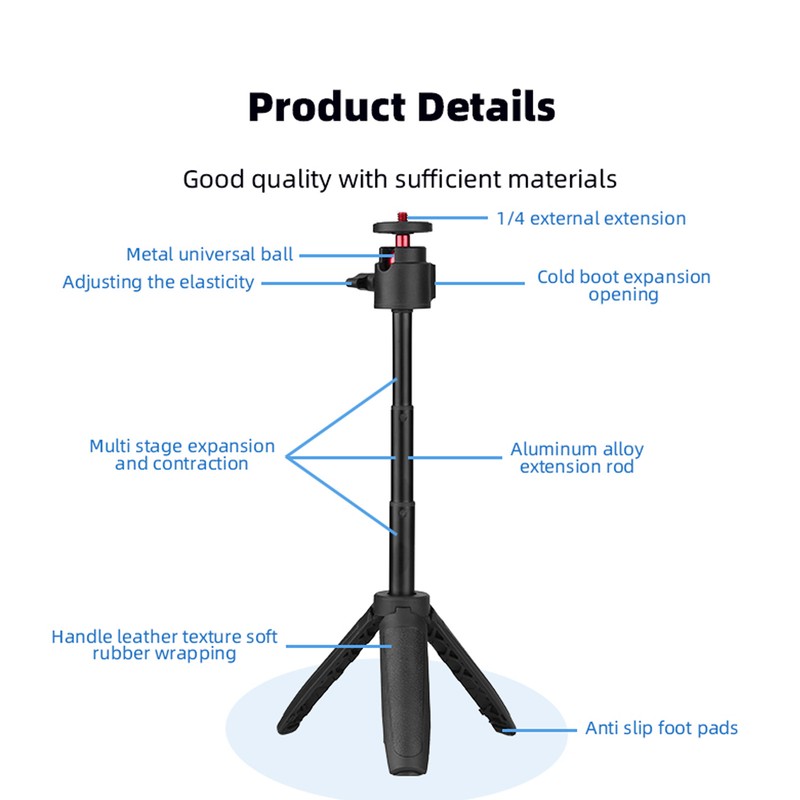 Desktop Camera Tripod Cell Phone Selfie Stick Aluminum Alloy Extendable