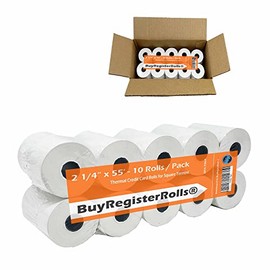 Receipt Paper Roll for Square Terminal Credit Card Machine 2 1/4 x 55 (10 rolls - 48 GSM Paper Thickness) BuyRegisterRolls