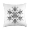 Black Fractal Metatron’s Cube Sacred Geometry MysticalDesign Throw Pillow