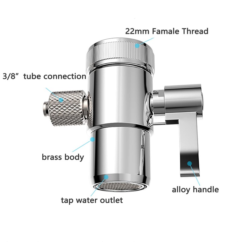 Faucet Adapter Diverter Valve Counter Top Water Filter 3/8 ODTube