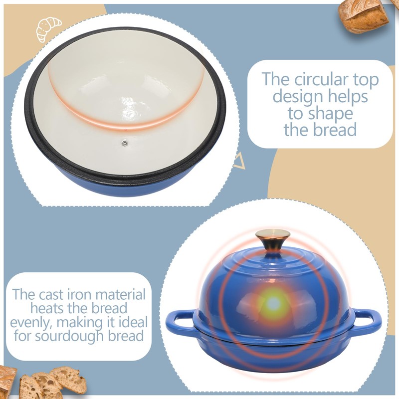 Reallnaive 8 Pcs Enameled Bread Dutch Oven with Lid for
