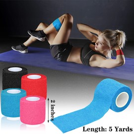 Chewarelly 8 Pack 2 in x 5 Yards Cohesive Wrap Self Adhesive Bandage Wrap Elastic Self Adherent Wrap Self Stick Vet Tape for Athletic, Wrist, Ankle, Knees, Pets (Mixed Colors 1)