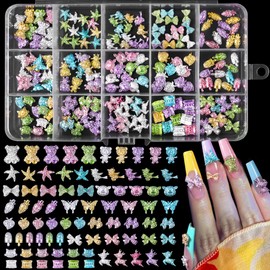 3D Mix Assorted Nail Charms Acrylic Multi Cute Hollow Candy Jewelry Nail Supplies for Nail Art Design DIY Crafts Accessories