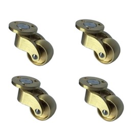 4 Pcs Casters 25mm Solid Brass Wheel, 360° Rodless Swivel, Moving Wheels, 1inch Rubber Castors for Furniture, Round Piece Type, Load 150kg, with 12 Screws (Color : JinLun, Size : Low)