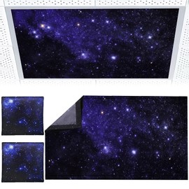 Torixqi 2pcs Fluorescent Light Covers - Light Covers for Ceiling Lights Classroom, Magnetic Light Filters for Office, Hospitals, Home 4 x 2 Feet (starry sky)