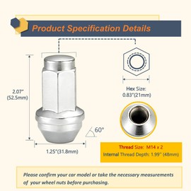 Kadrick 24Pcs M14x2 Lug Nuts Replacement for Ford Expedition/F-150 Lincoln Navigator 2000-2014, One-Piece Solid Chrome, OEM Factory Style Large Acorn Seat Wheel Nuts,21mm Hex Anti-Rust Updated…