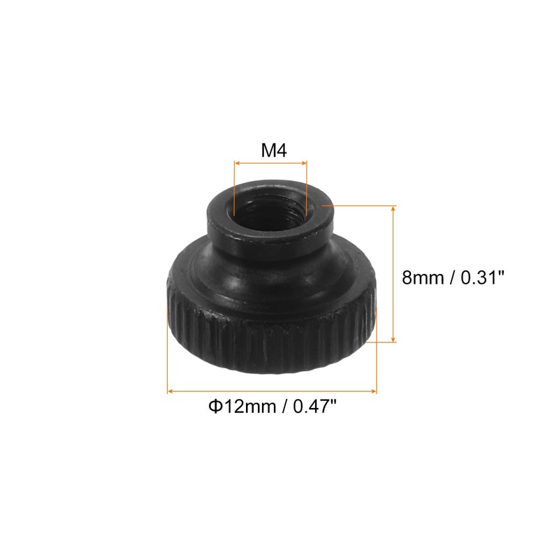 sourcing map Knurled Thumb Nuts, 12Pcs M4 Carbon Steel Nut
