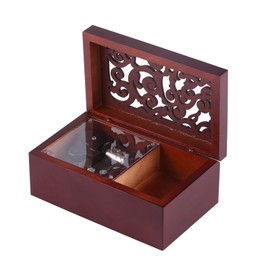 1Pc Solid Wood Miniature 18 Note Wind Up Music Box Jewelry Case (Silver Movement/Edelweiss)