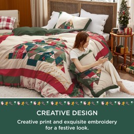 Bedsure Christmas Duvet Cover King - Holiday Duvet Cover with Christmas Tree Pattern, Christmas Bedding Set, Includes 1 Duvet Cover and 2 Pillow Shams (King, Christmas Tree)