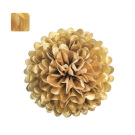 10" Gold Tissue Pom Poms DIY Tissue Paper Flowers for Birthday Wedding Baby Shower Tea Party Dessert Table Decoration, Pack of 18